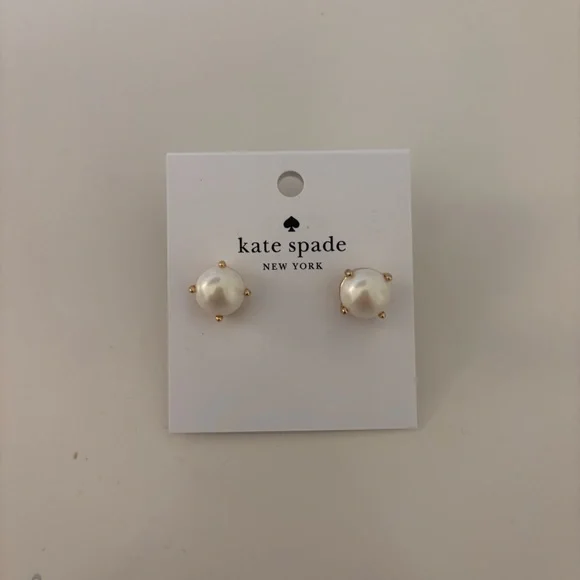 Kate Spade Gold and Cream Stud Earrings - Picture 1 of 3